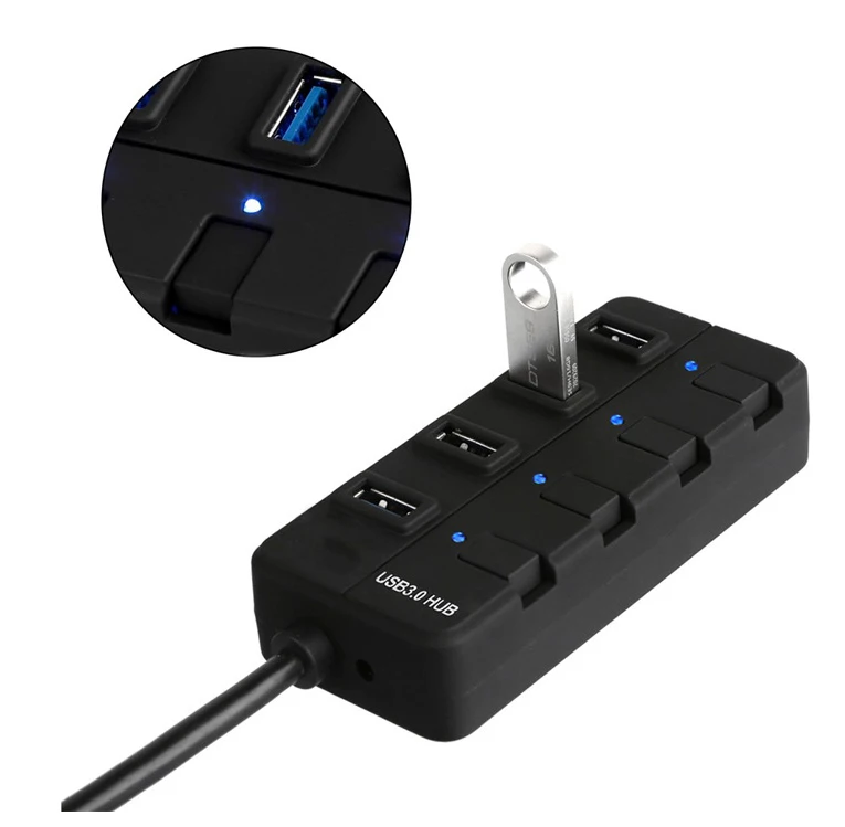 

USB 3,0 Hub Type C 4 порта Высокоскоростной USB-разветвитель с переключателем для Macbook, ПК, ноутбука, планшетов
