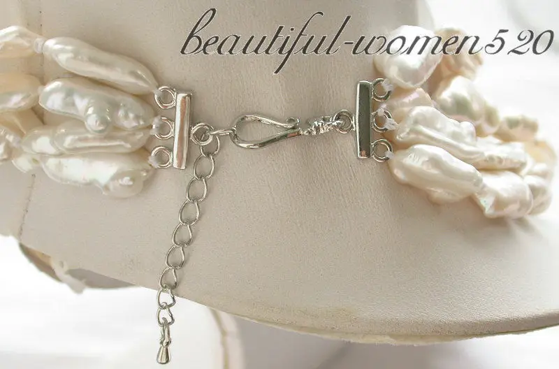 

Z3951 4row 17" 22mm white stick KESHI REBORN PEARL NECKLACE