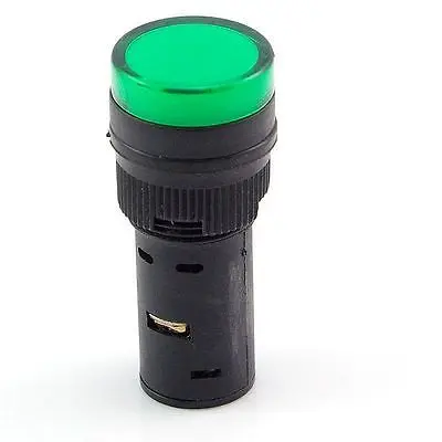 

(10) Light 24VDC 16mm Diameter Green LED Power Indicator Signal 45mm Height