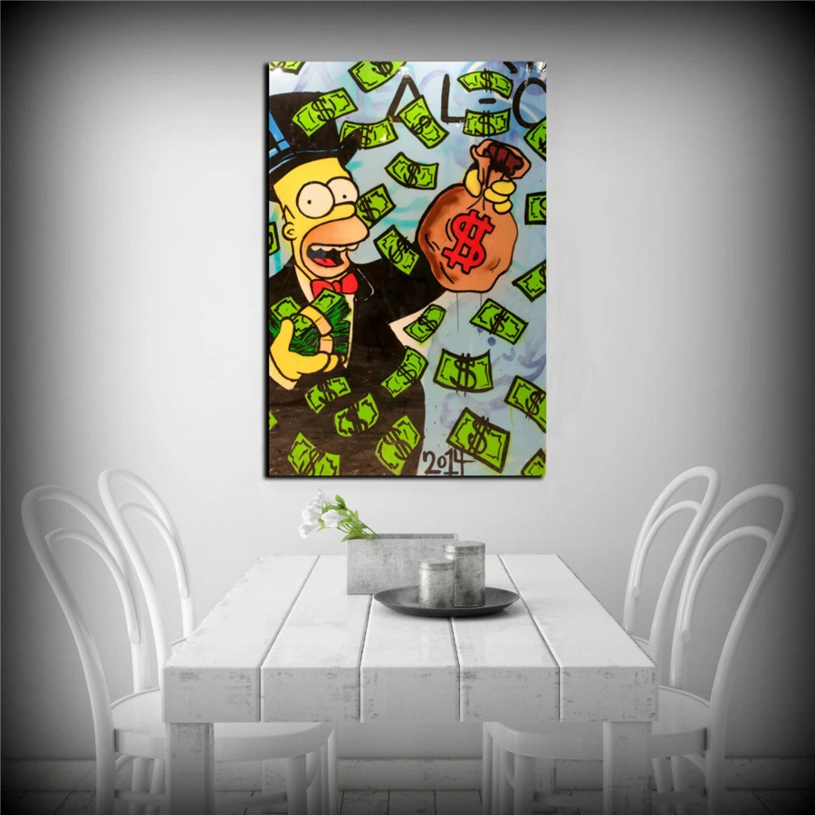 Alec Monopolys Homer Simpson HD Wall Art Холст с печатью постера живопись декоративная для офиса