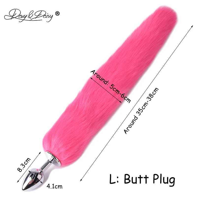 

DAVYDAISY L 4.1x8.3cm Faux Fox Tail Anal Plug Stainless Steel Butt Plug Erotic Women Adult Sex Accessories for Couples AC103