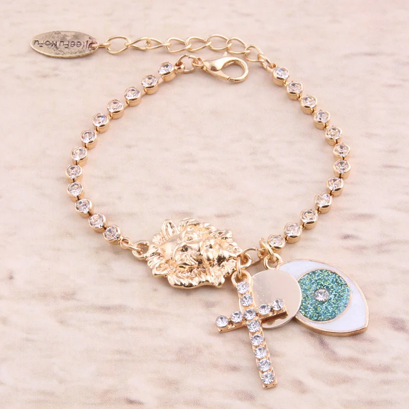 NeeFuWoFu хрустальные браслеты с головой льва браслет для глаз Pulsera de Madera веревка