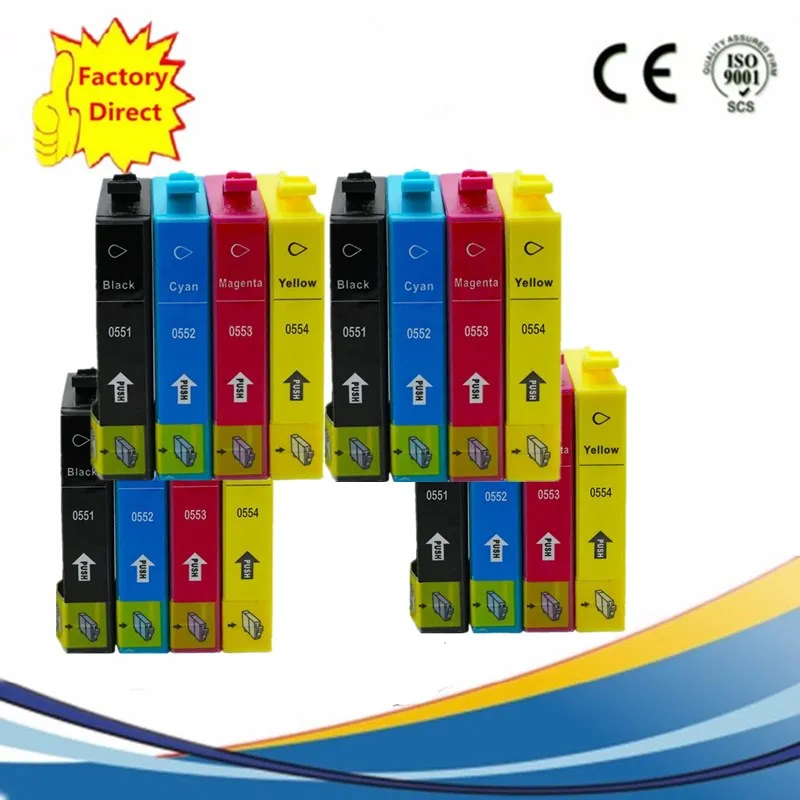 Пакет T0551 E-551 T0554 E-554 сменный картридж для принтера Stylus Photo RX420 RX425 RX520 R240 R245 inkjer принтер - Цвет: 4SET 16PCS