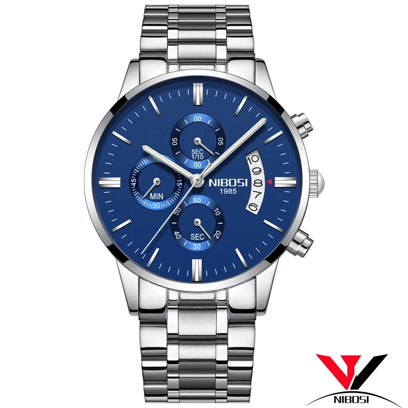 Relojes Para Hombre Deportivos NIBOSI 2018 новые бизнес часы мужские роскошные из нержавеющей стали