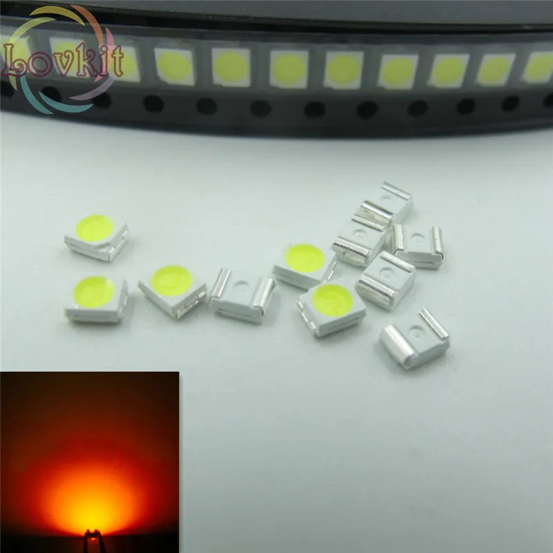 1000 шт PLCC 2 оранжевый Янтарный светодиод 1210 3528 SMD ультра яркие светоизлучающие