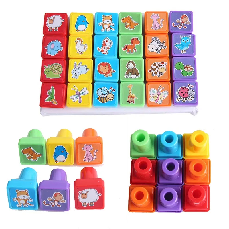 24 шт./компл. Детские Мультяшные Животные Печать кролик Лев овца жираф дети