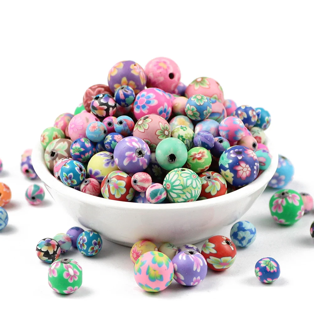 JHNBY шаблон круглая Полимерная глина 6 8 10 12 14 мм 30-50 шт. свободные Цветочные бусины для девочек Diy аксессуары для изготовления ювелирных изделий браслетов