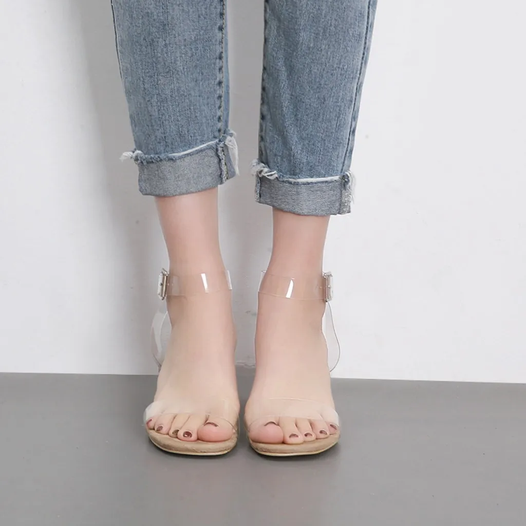 2019 женские сандалии на платформе прозрачные тапочки из ПВХ женская прозрачная