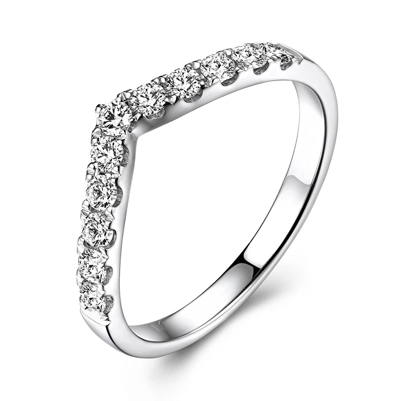 Кольцо обручальное из белого золота с муассанитами 10 к|Кольца| |