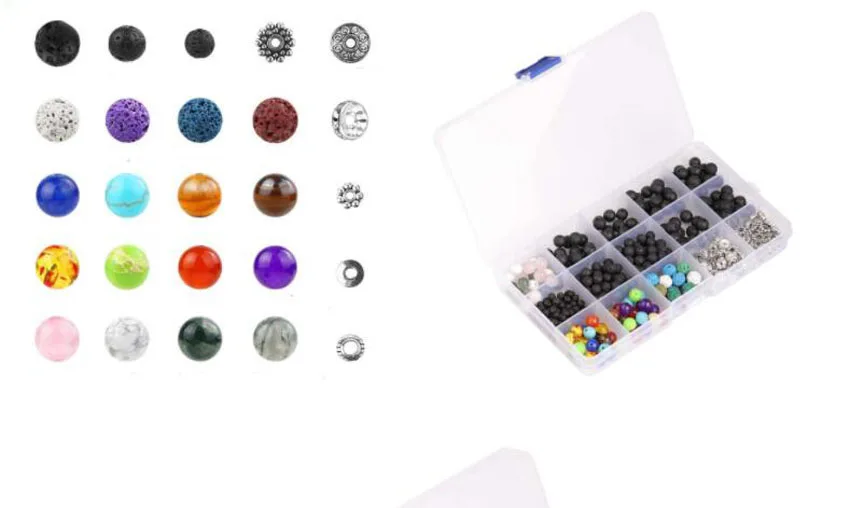 MHS. SUN 4-8 мм DIY бусы из натурального камня бусины из вулканического камня Colorforl Chakra Ювелирный Комплект из бисера для женщин/мужчин изготовление браслетов
