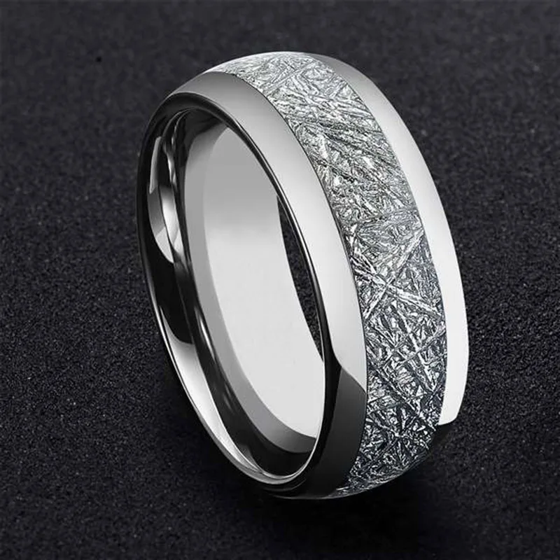 Fashion Jewelry 8mm Mens &amp Womens Tungsten Carbide Ring Meteorite Inlay Wedding Band | Украшения и аксессуары