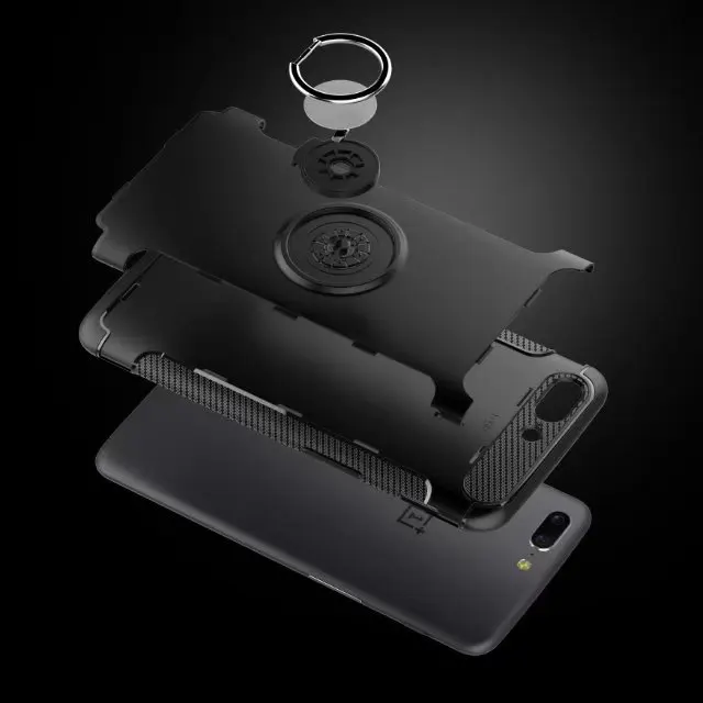 Для OnePlus 5 чехол TPU + PC гибридный Автомобильный держатель Подставка магнитная