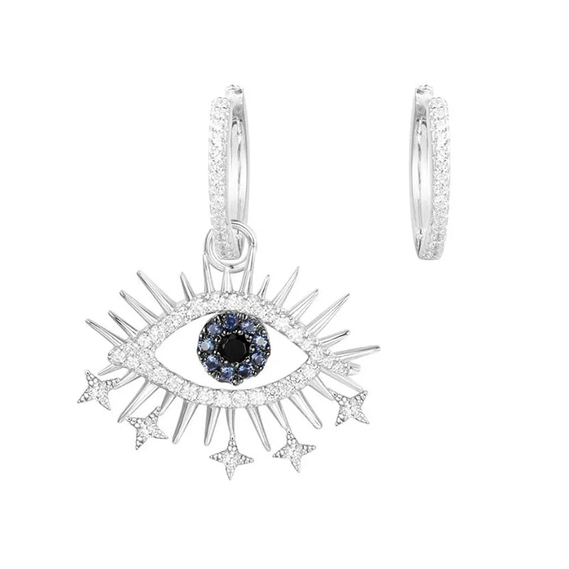 Серьги женские Асимметричные из серебра 925 пробы с фианитом|Серьги-подвески| |
