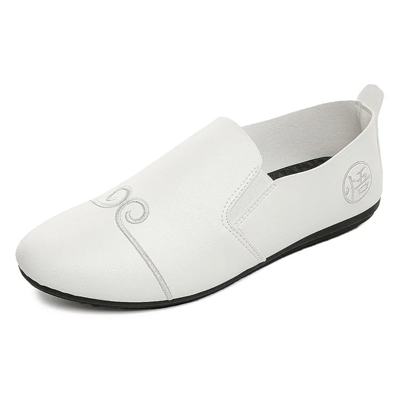 HEE GRAND Chinese Traditional Culture Men's Loafers Soft Comfortable PU Leather Concise Design Slip-on Flat Shoes XMR2537 | Обувь