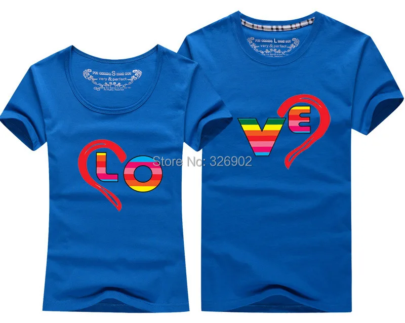 Новинка 2015 обновления пары сердце Для мужчин и женщин любовь футболки Printing100 %