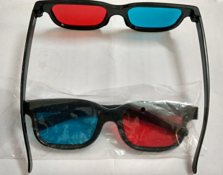Пластиковые 3d очки в рамке красные синие 2 шт./лот|3d glasses|3d vision glasses3d glasses tv |