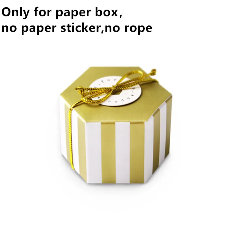 gold stripe box 10 шт. в полоску/горошек золотой черный бронзированный цвет Шестигранная коробка для шоколада коробка для конфет для выпечки посылка для украшения свадебной вечеринки - Цвет: gold stripe box