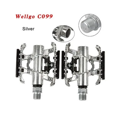 silver Wellgo C099 Шариковые подшипники для горной дороги, велосипеда, двухсторонние шариковые самофиксирующиеся педали двойного назначения - Цвет: silver