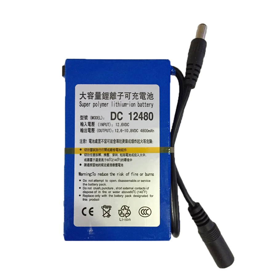 Lipo батарея портативная 4800mAh DC 12V 12 6 V супер перезаряжаемая упаковка EU/US