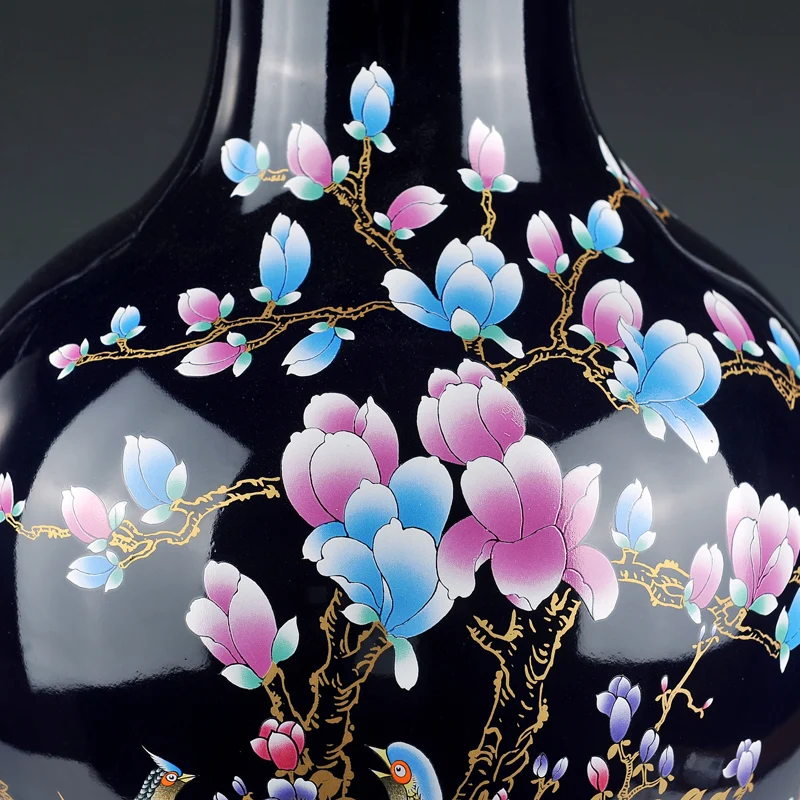 Керамическая ваза для цветов с синим пионом Jingdezhen французский рыбий хвост