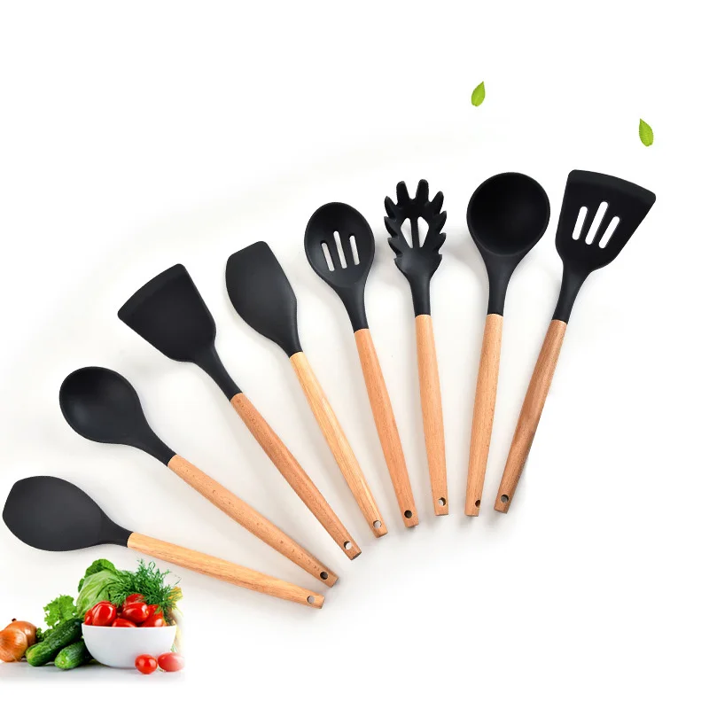 Силиконовая шпатель термостойкая суповая ложка антипригарная специальная