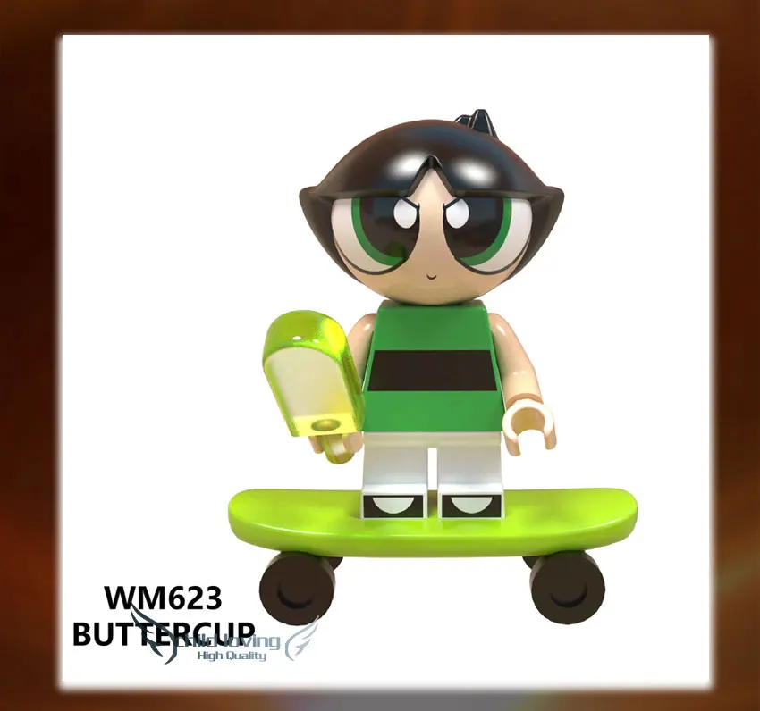 The PowerpuffS девушки строительные блоки Buttercup Bubbles Blossom кукла экшен-фигурка модель Рождественский подарок детские игрушки WM6051