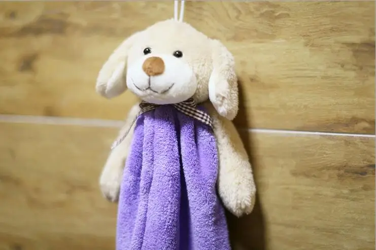 Purple dog Подвесное детское полотенце для рук 1 шт. мягкое Коралловое бархатное мультяшное полотенце абсорбирующее быстросохнущее полотенце для кухни и ванной домашний текстиль - Цвет: Purple dog