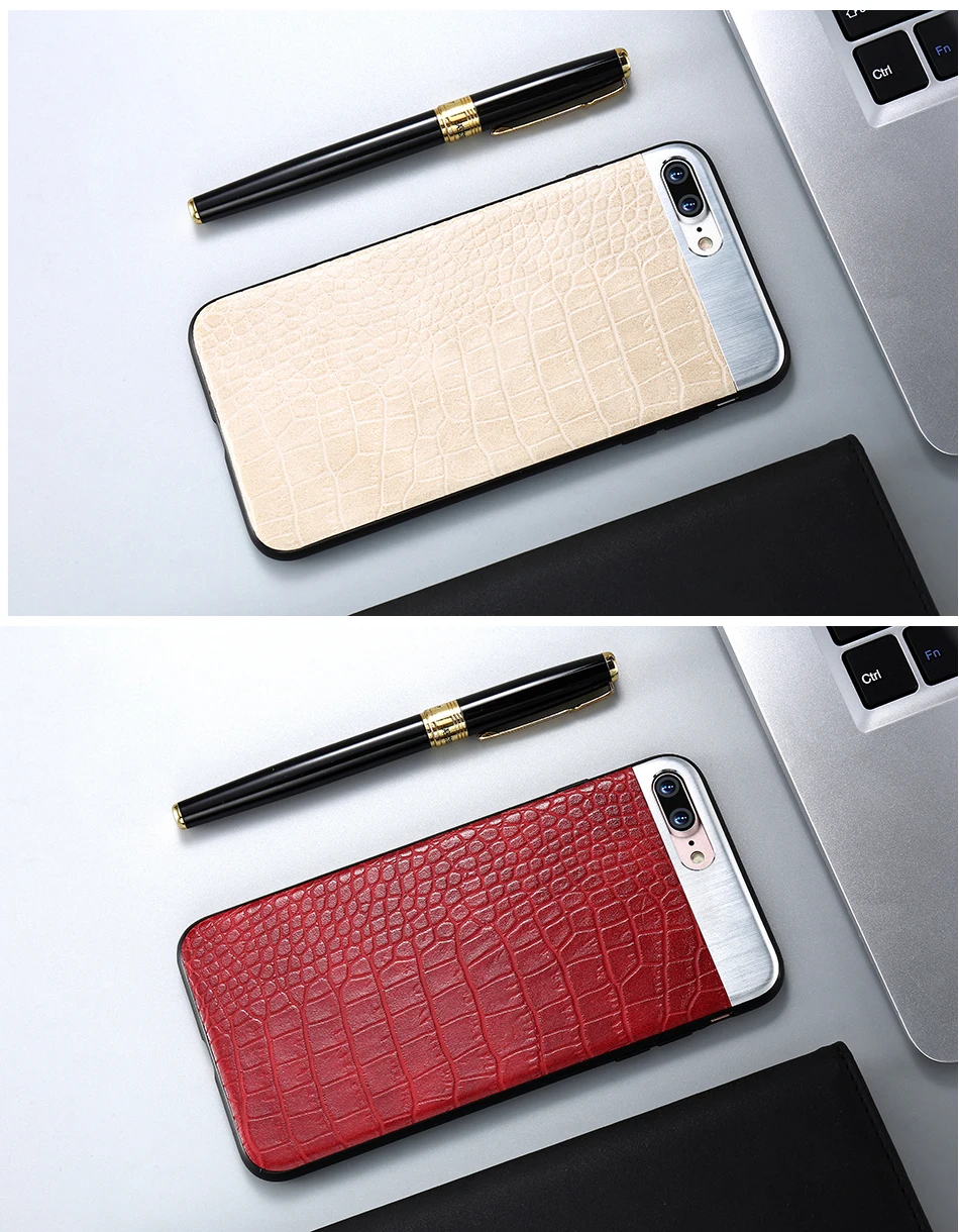 KISSCASS металлический кожаный чехол для iPhone 7, 8, 6, 6S Plus, чехол s, роскошный защитный чехол для телефона, чехлы для iPhone 7, 6, 6S Plus, X, 10