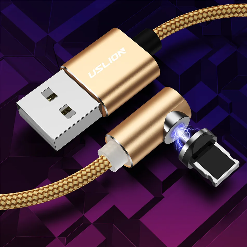 USLION 2 м Быстрый Магнитный кабель type C Micro usb для зарядки iPhone X, XR, 8, 7, samsung, S10, huawei, магнитный кабель для зарядки телефона