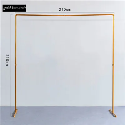 gold iron arch Металл Кованое железо стенд Арка+ искусственная композиция из шелковых цветов белая ткань набор Декор вечерние свадебные фон цветочный ряд 1 комплект - Цвет: gold iron arch