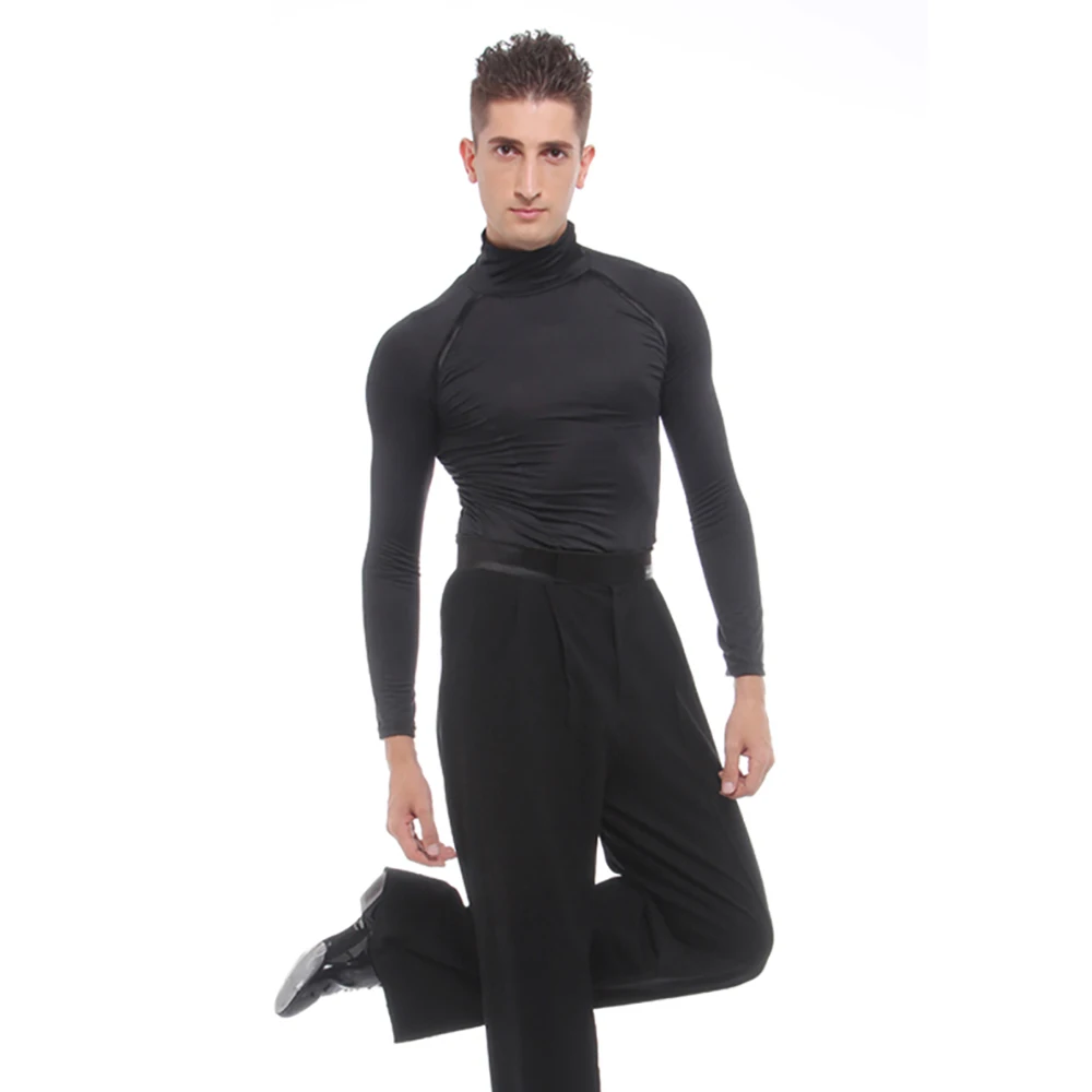 

Comfort Latin Dance Tops for Male Black Modal Shirt Men Ballroom Competitive Jumpsuit Professional Adult Chacha Garments N3009
