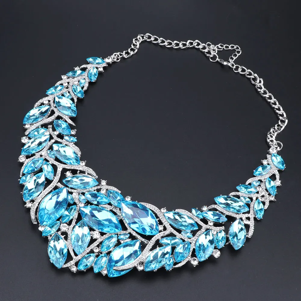 OEOEOS посеребренное ожерелье серьги комплект ювелирных изделий из смолы кристалл