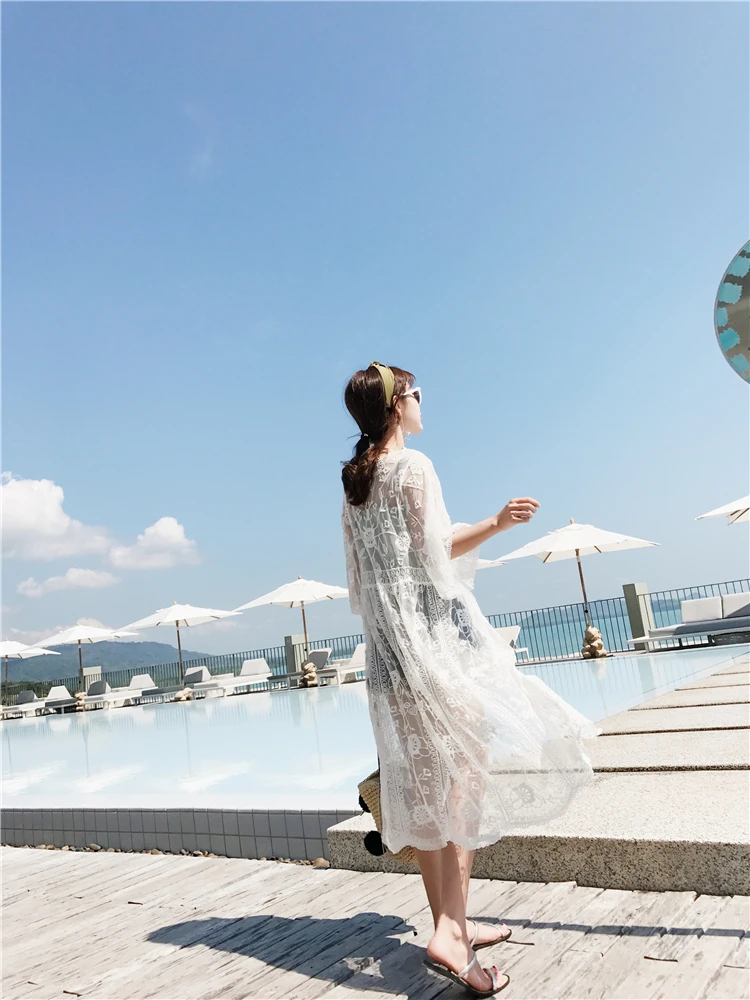 Новое летнее платье 2018 женское винтажное стильное кружевное платье-кардиган с