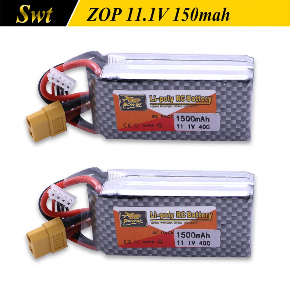 2 шт. литий полимерный Мощность Lipo Батарея 11 1 V 1500 mAh 3 S 40C XT60 Т образный штекер RC