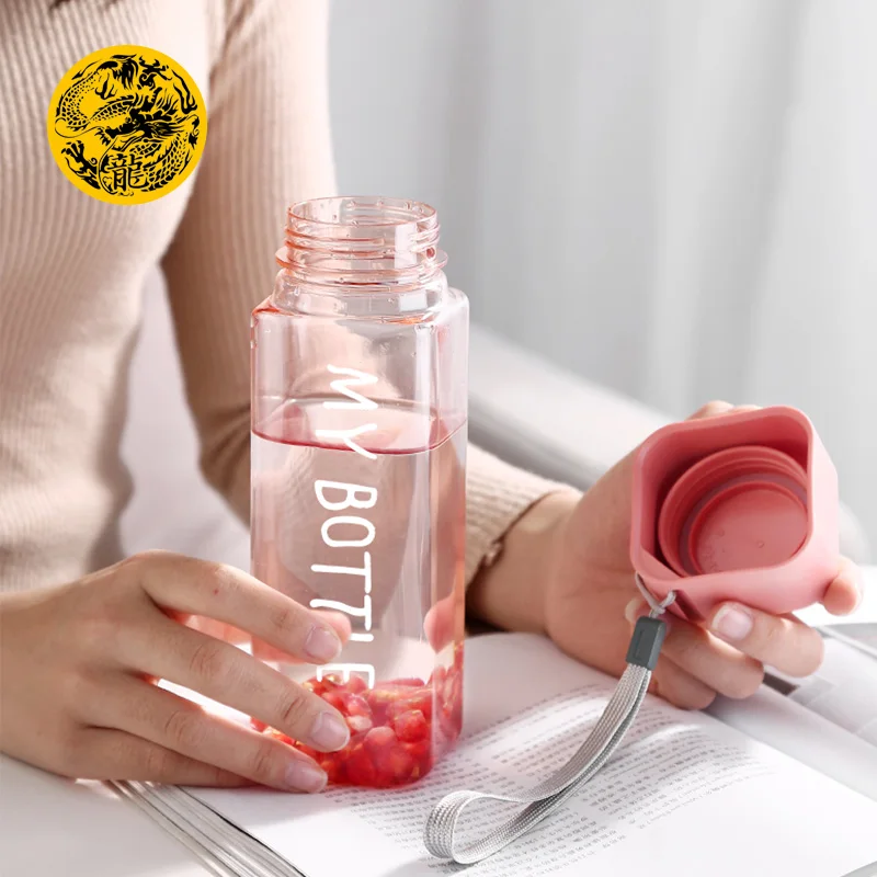 Новый квадратный пластик My bottle 500 мл для бутылки воды пить с веревкой прозрачный