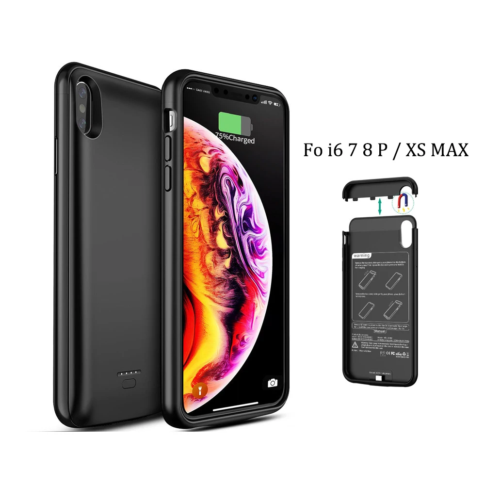 Магнитный чехол с полной крышкой для IPhone X XR XS MAX 10 6 S 7 8 Plus Чехлы аккумуляторов 4000