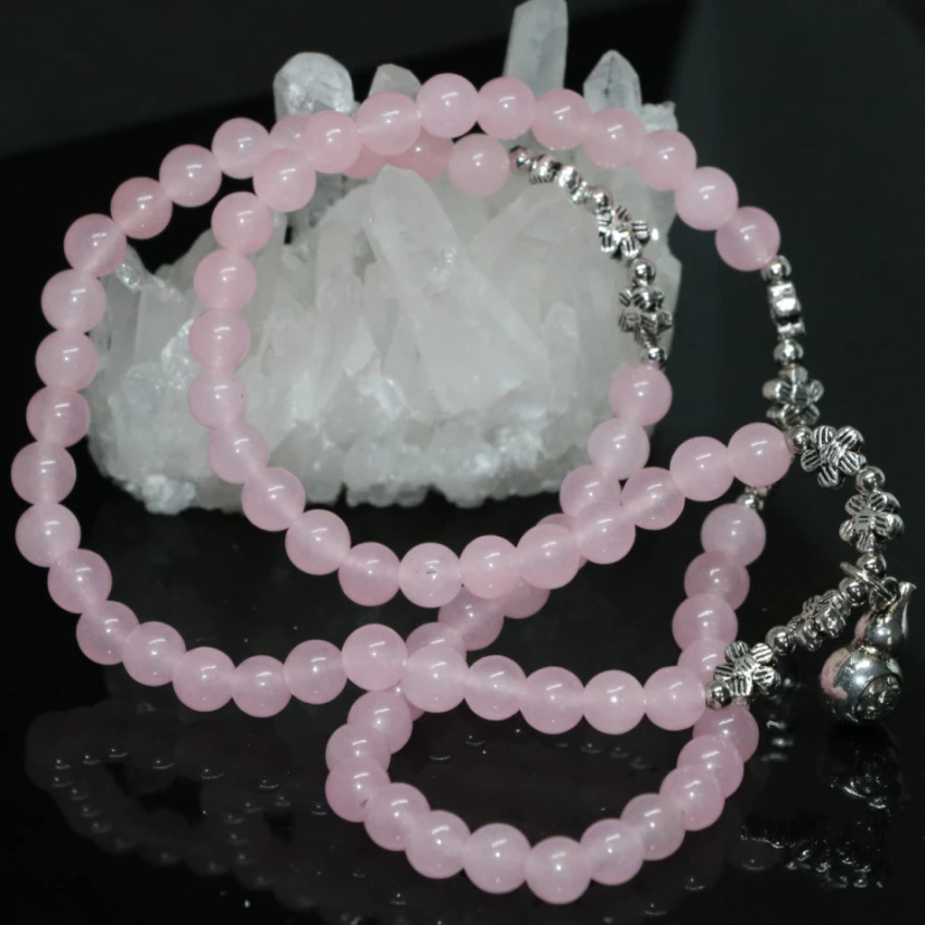 Hot sale wholesale price ethnic style pink jades stone chalcedony long multilayer bracelets round beads 6mm diy jewelry B2217 | Украшения и
