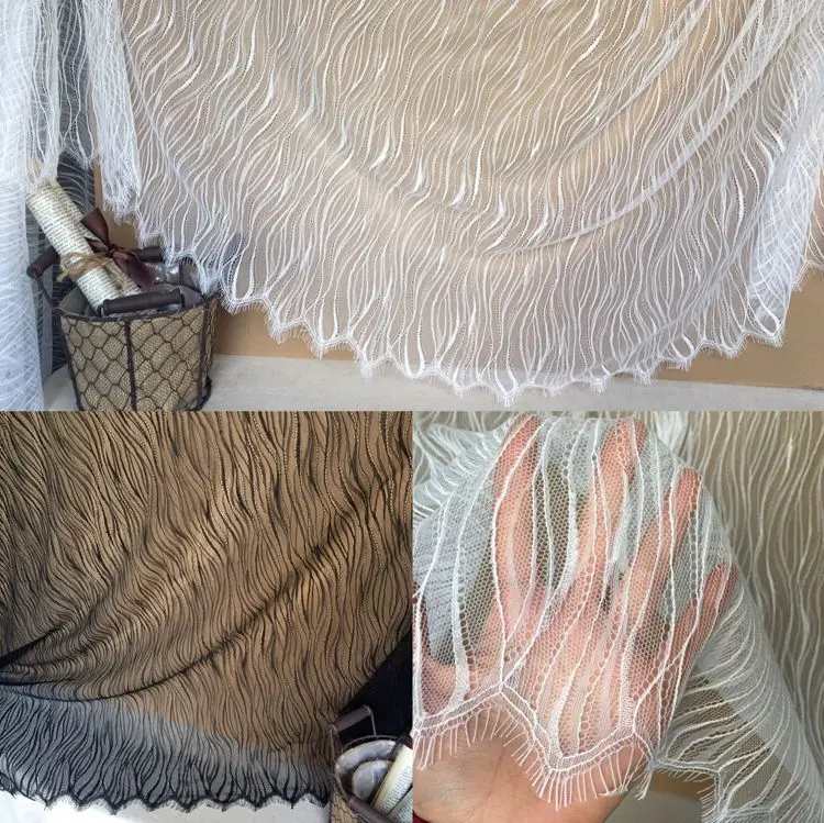 

3M France eyelashes lace fabric Wedding dress pajamas comfortable lace fabric 150cm wide RS1113