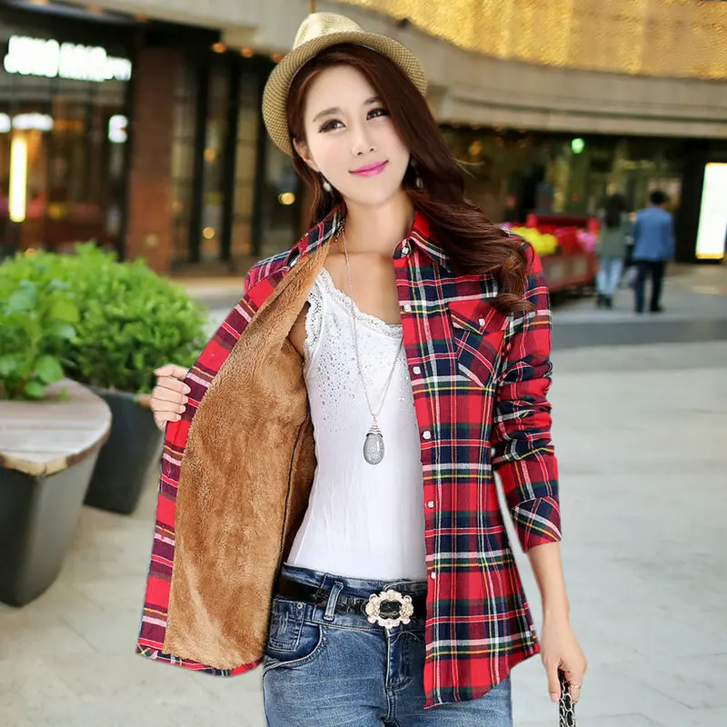 Толстые бархатные блузы зимняя Хлопковая женская одежда с длинным рукавом