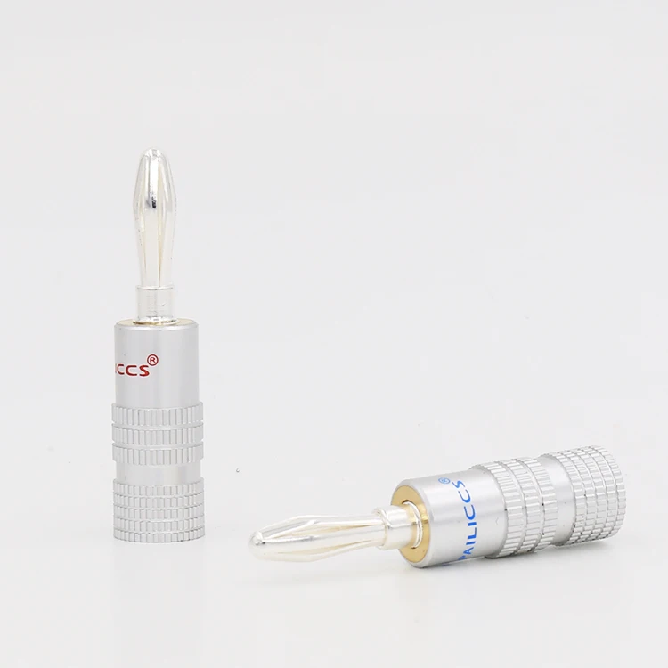

12pcs Hifi Audio paliccs Sliver Plated Video Speaker Copper Banana Plug Connector for Speaker Cable