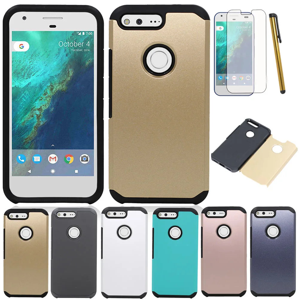 For Google Pixel/Pixel XL Dual Layer Shockproof Slim Hybrid Armor Case Soft TPU &amp Hard Back Protective Cover With/Without Films |