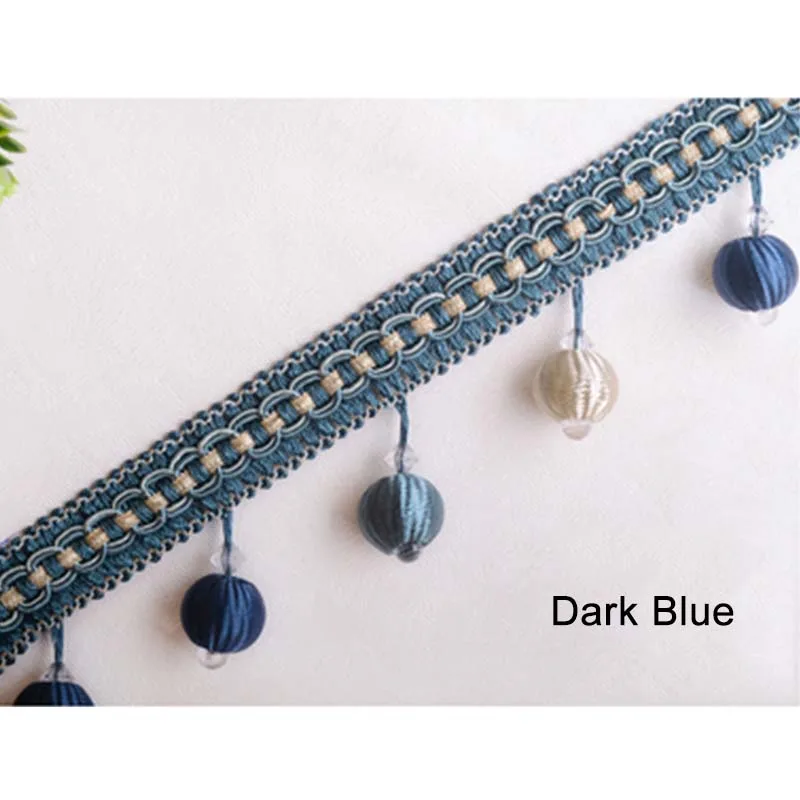 dark blue 11 м/лот 5 см ширина роскошный стиль Искусственный шелк отделка с кисточками занавес кисточкой планки кружева для DIY швейная сумка диван - Цвет: dark blue