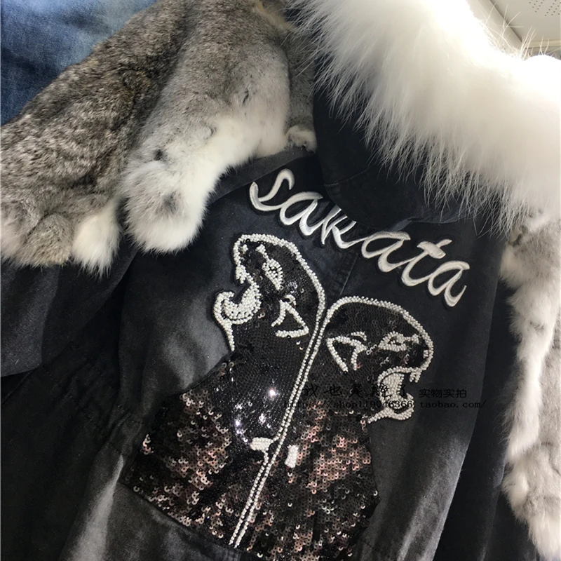 Новое поступление зимняя куртка пальто Для женщин джинсовая Настоящее большой