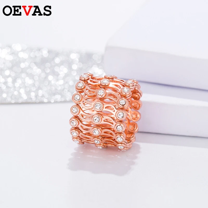 Rosegold Креативные Регулируемые кольца для женщин Роскошные 925 стерлингового серебра розовое золото цвет ювелирные изделия тренд бижутерия - Цвет основного камня: Rosegold