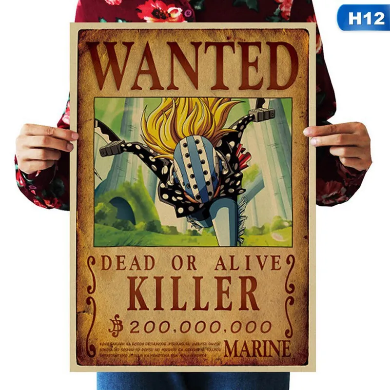 Цельная бумага с покрытием плакаты Luffy Wanted мультфильм фильм крафт-бумага хотел плакат стикер для украшения стен - Цвет: 12