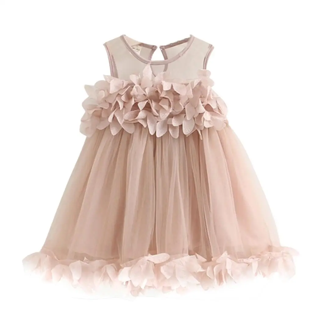 New Kids Children Solid O-Neck Sleeveless Everyday Holiday Floral A-line Girls Cute Summer Casual Dress | Детская одежда и обувь