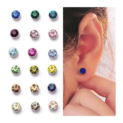 9 видов цветов магнитные клипсы серьги для мужчин и женщин 4 мм 5 Кристальные