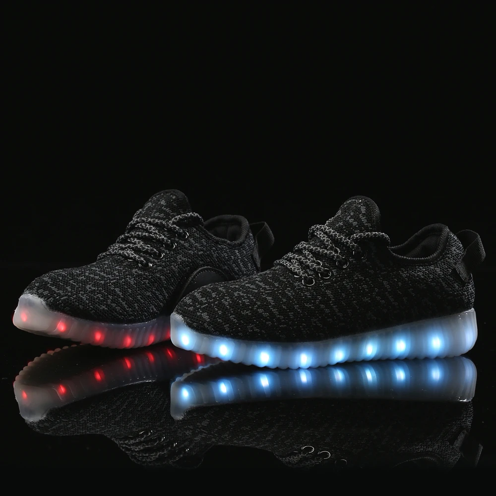 2017LED yeezy high top shoes Man&ampWomen fashion colorful escarpin femme light up sneakers dames schoenen flashing basket | Обувь