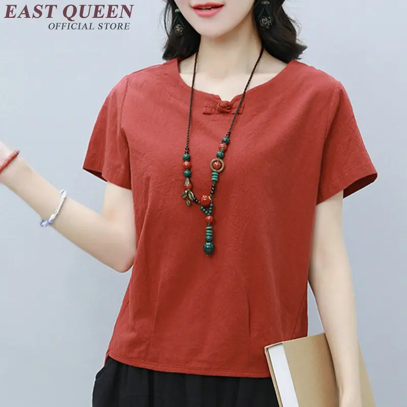 Блузка женская из 2018 хлопка и льна с круглым вырезом|shirt women|shirt women whitecotton and linen |