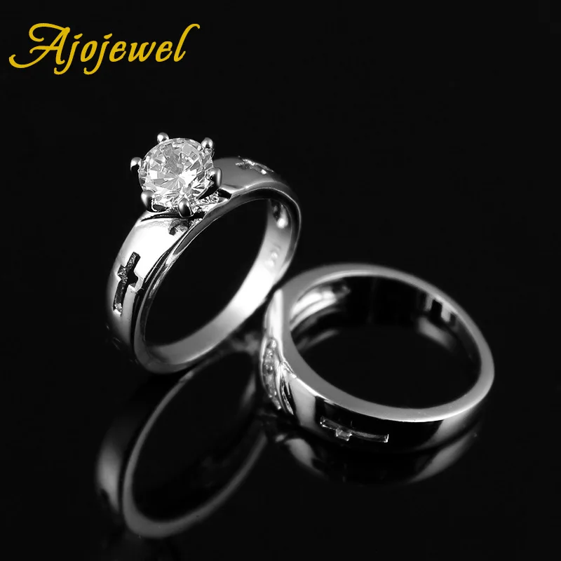 

Size 7 Classic Hollow Cross Zirconia Engagement Wedding Ring Set For Women Men